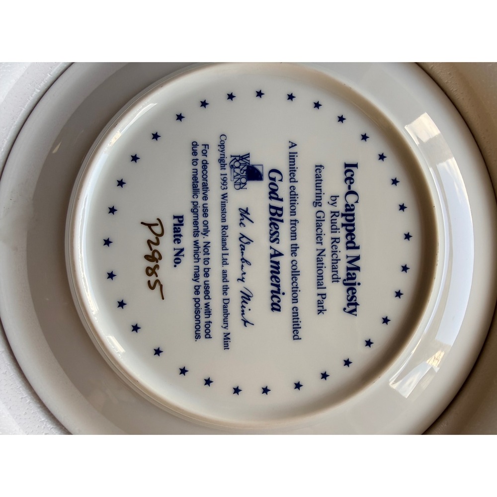 Vintage Danbury Mint Ice-Capped Majesty Glacier National Park Plate Box COA 1993